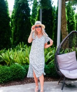 Entro Blue Snakeskin Maxi Dress