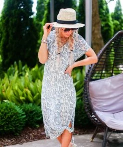 Entro Blue Snakeskin Maxi Dress