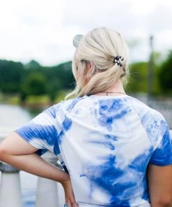 She & Sky Blue Tie Dye Front Tie T-Shirt