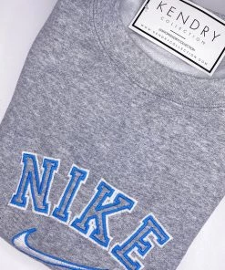 Vintage Distressed Blue And Grey Street Style Crewneck Sweatshirt