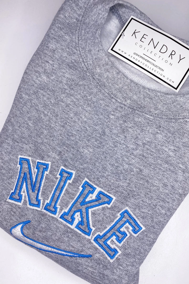 Vintage Distressed Blue And Grey Street Style Crewneck Sweatshirt 3 Vintage Distressed Blue And Grey Street Style Crewneck Sweatshirt