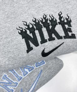 Vintage Distressed Blue And Grey Street Style Crewneck Sweatshirt