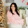 HYFVE Pink Fringe Knit Cropped Sweater Women's Clothing