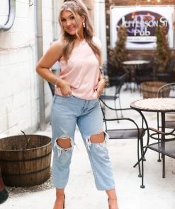 Entro Women's Clothing Blush Pink Leopard Silk One Shoulder Top