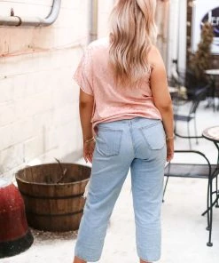 Entro Women's Clothing Blush Pink Leopard Silk One Shoulder Top