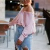 HYFVE Blush Pink Long Sleeve Button Down Blouse Women's Clothing