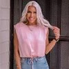 Glam Women's Clothing Blush Pink Shoulder Pad Tank Top