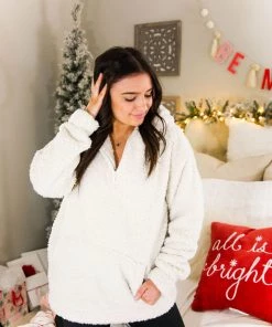 Zeanna Bone Teddy Half Zip Pullover