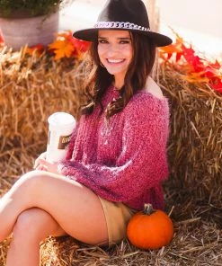 POL Brick Red Popcorn Sweater