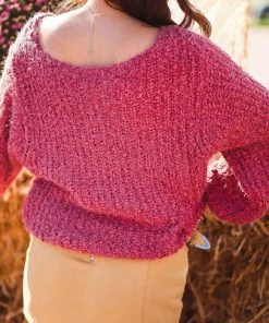 POL Brick Red Popcorn Sweater