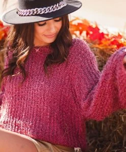 POL Brick Red Popcorn Sweater