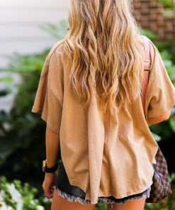 HYFVE Brown High Low Basic Tee