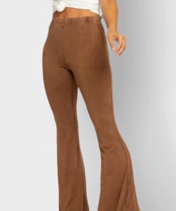 Blue Buttercup Women's Clothing Brown Mineral Wash Flare Yoga Pants