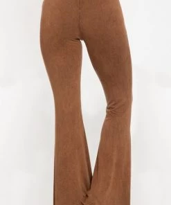 Blue Buttercup Women's Clothing Brown Mineral Wash Flare Yoga Pants