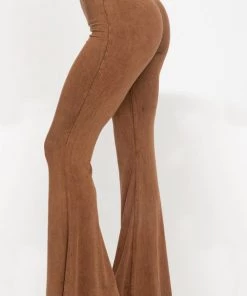 Blue Buttercup Women's Clothing Brown Mineral Wash Flare Yoga Pants 7 Blue Buttercup Women's Clothing Brown Mineral Wash Flare Yoga Pants