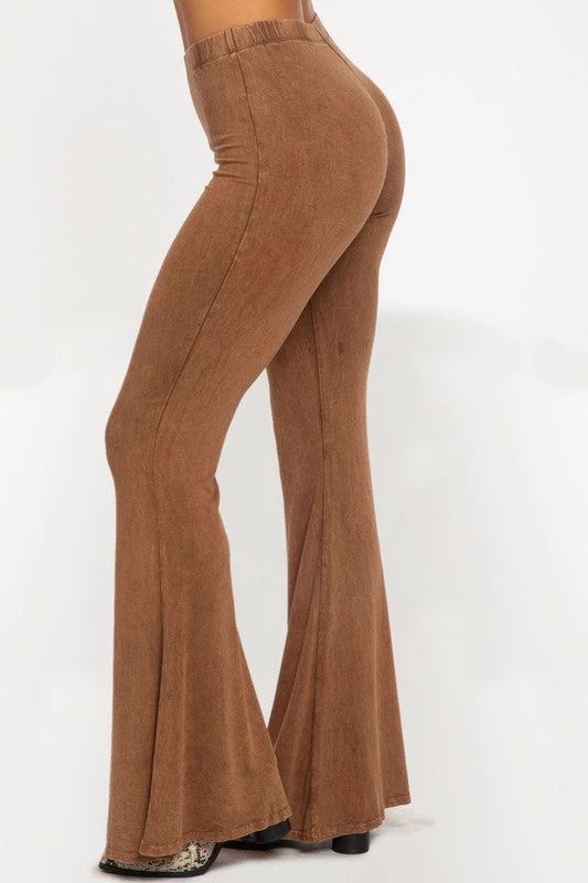 Blue Buttercup Women's Clothing Brown Mineral Wash Flare Yoga Pants 5 Blue Buttercup Women's Clothing Brown Mineral Wash Flare Yoga Pants