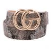 Art Box Brown Snakeskin Faux Leather G Belt Women's Clothing
