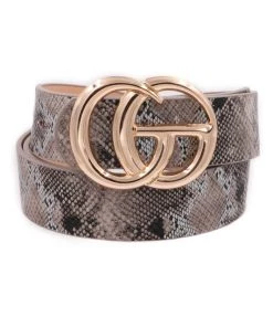 Art Box Brown Snakeskin Faux Leather G Belt Women's Clothing