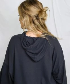 HYFVE Brushed Balloon Sleeve Cropped Hoodie - Charcoal