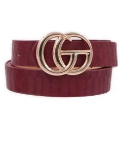 Art Box Women's Clothing Croc Burgundy Faux Leather G Belt