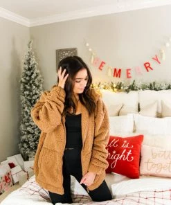 Zeanna Camel Teddy Zip Up Jacket