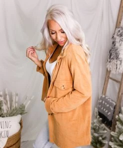 HYFVE Camel Velvet Button Down