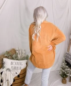 HYFVE Camel Velvet Button Down