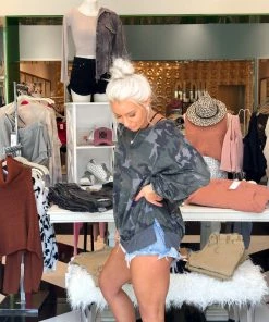 Fantastic Fawn Camouflage Long Sleeve Waffle Top