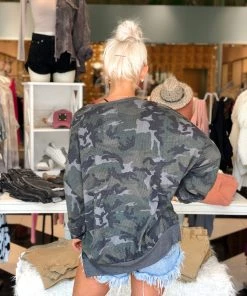 Fantastic Fawn Camouflage Long Sleeve Waffle Top