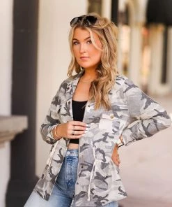 Doe & Rae Camouflage Utility Jacket Women's Clothing