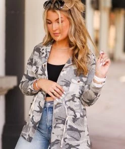 Doe & Rae Camouflage Utility Jacket Women's Clothing