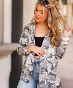 Doe & Rae Camouflage Utility Jacket Women's Clothing