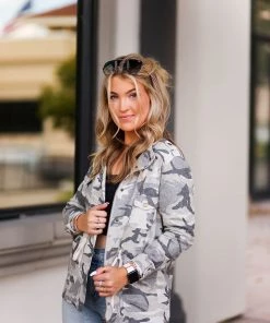 Doe & Rae Camouflage Utility Jacket Women's Clothing