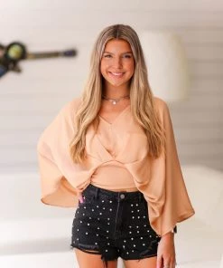 Glam Caramel Dolman Sleeve Tie Blouse 8 Glam Caramel Dolman Sleeve Tie Blouse