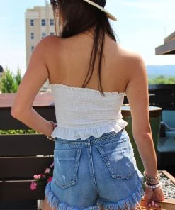 Iris Basic Women's Clothing Catch Your Eye White Smocked Tube Top