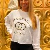 Weekndr White Leopard Champagne Gang Cropped Sweatshirt