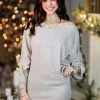 HYFVE Champagne Glitter Dolman Sleeve Mini Dress