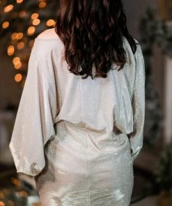 HYFVE Champagne Glitter Dolman Sleeve Mini Dress