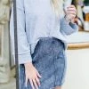 She & Sky Black Acid Wash Denim Mini Skirt
