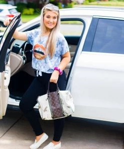 Kendry1 Charcoal Tie Dye Sequin Lips Tee