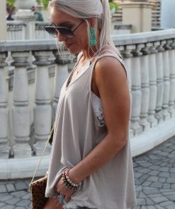 Wishlist Ribbed V-Neck Tank Top - Green