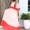Entro Just Peachy Pleated Off The Shoulder Maxi Dress Women's Clothing