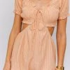 Le Lis Orange Puff Sleeve Cutout Romper 1 Le Lis Orange Puff Sleeve Cutout Romper