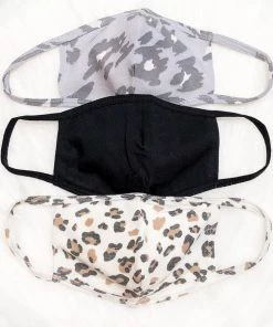 Le Lis Women's Clothing Grey/Blue Leopard Face Mask