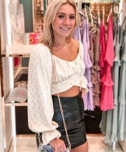 Item Ditto Cream And Gold Polka Dot Long Sleeve Top