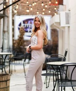 Le Lis Cream Denim Snakeskin Tube Top