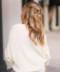 Glam Cream Oversized Knit Sweater Women's Clothing