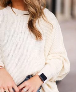 Glam Cream Oversized Knit Sweater Women's Clothing