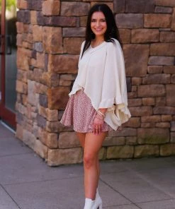 Peach Love California Women's Clothing Cream Ruffle Sleeve Waffle Knit Top