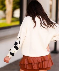 Adora Cream Sequin Leopard Sweater